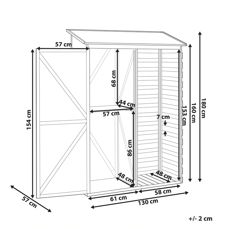 Redskabsskur Cengio 57x130 cm - Grå/Sort - Have - Udestue & fritidshus - Opbevaringsskur & haveskur - Redskabsskur