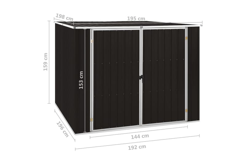 haveskur 195x198x159 cm galvaniseret stål brun - Brun - Have - Udestue & fritidshus - Opbevaringsskur & haveskur - Redskabsskur