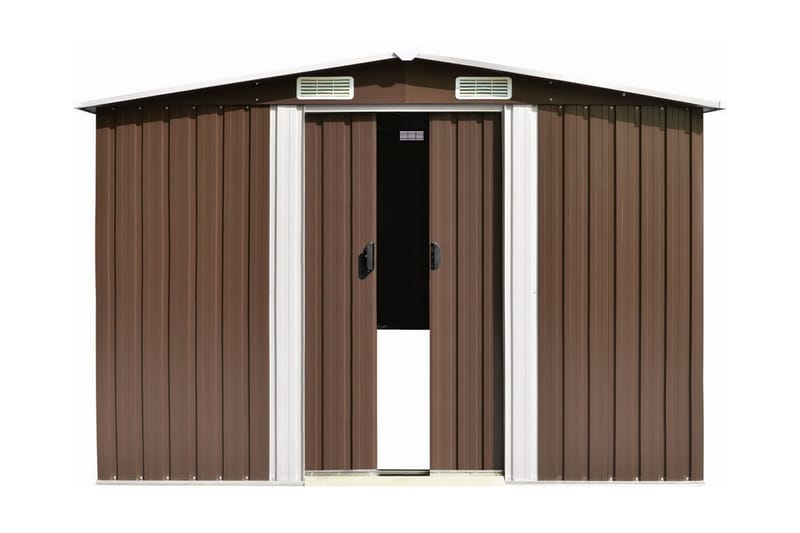 Haveskur 257x779x181 cm Galvaniseret Stål Brun - Brun - Have - Udestue & fritidshus - Opbevaringsskur & haveskur - Redskabsskur