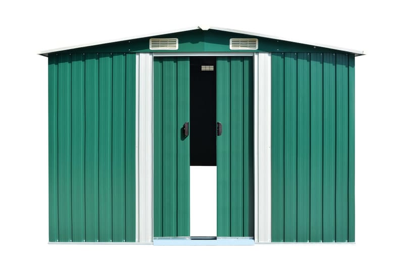 Haveskur 257x779x181 cm Galvaniseret Stål Grøn - Grøn - Have - Udestue & fritidshus - Opbevaringsskur & haveskur - Redskabsskur