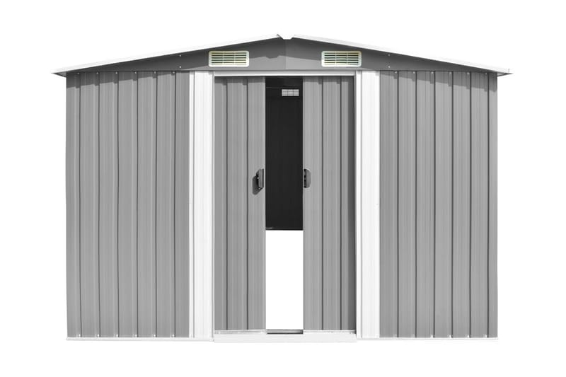 Haveskur 257x990x181 cm Galvaniseret Stål Grå - Grå - Have - Udestue & fritidshus - Opbevaringsskur & haveskur - Redskabsskur