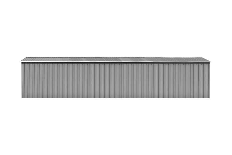 Haveskur 257x990x181 cm Galvaniseret Stål Grå - Grå - Redskabsskur