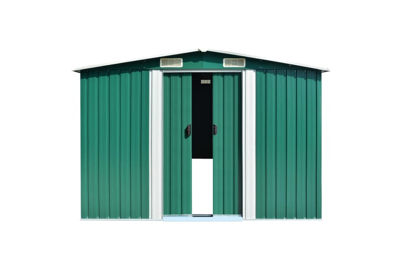 Haveskur 257x990x181 cm Galvaniseret Stål Grøn - Grøn - Have - Udestue & fritidshus - Opbevaringsskur & haveskur - Redskabsskur