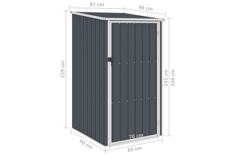 Haveskur 87x98x159 cm Galvaniseret Stål Antracitgrå - Have - Udestue & fritidshus - Opbevaringsskur & haveskur - Redskabsskur