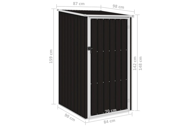Haveskur 87x98x159 cm Galvaniseret Stål Brun - Have - Udestue & fritidshus - Opbevaringsskur & haveskur - Redskabsskur