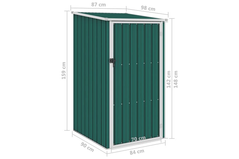 Haveskur 87x98x159 cm Galvaniseret Stål Grøn - Have - Udestue & fritidshus - Opbevaringsskur & haveskur - Redskabsskur