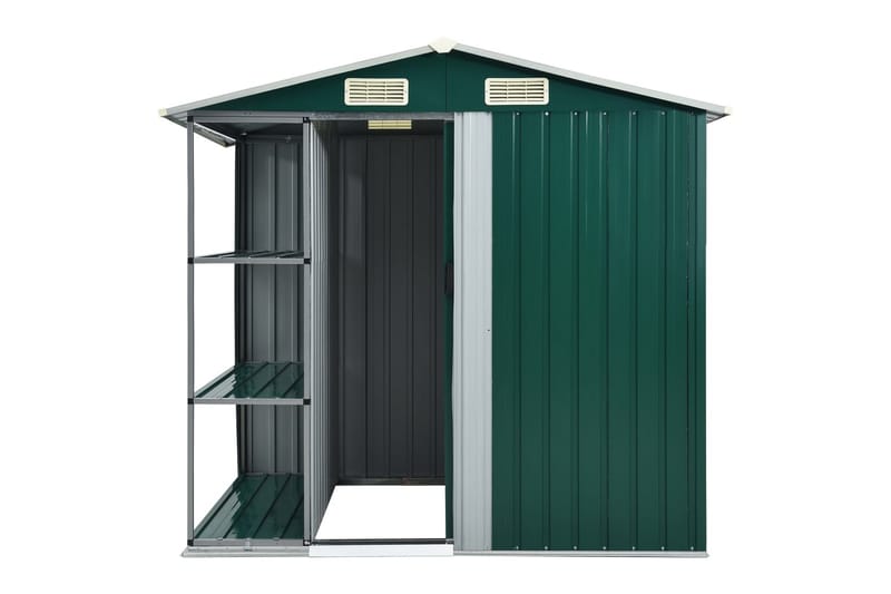 Haveskur Med Reol 205X130X183 cm Jern Grön - Have - Udestue & fritidshus - Opbevaringsskur & haveskur - Redskabsskur