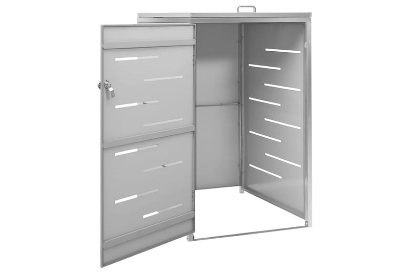 enkelt skraldespandsskjuler 69x77,5x115 cm rustfrit stål - Grå - Have - Udestue & fritidshus - Opbevaringsskur & haveskur - Skraldespandsskjuler