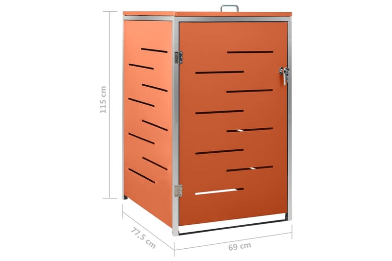 enkelt skraldespandsskjuler 69x77,5x115 cm rustfrit stål - Orange - Have - Udestue & fritidshus - Opbevaringsskur & haveskur - Skraldespandsskjuler