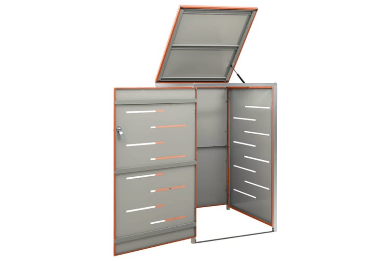 enkelt skraldespandsskjuler 69x77,5x115 cm rustfrit stål - Orange - Have - Udestue & fritidshus - Opbevaringsskur & haveskur - Skraldespandsskjuler