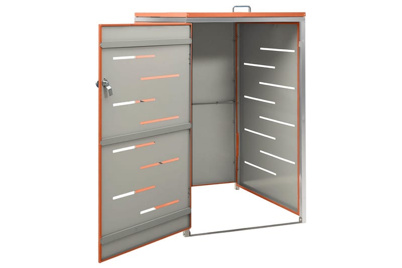 enkelt skraldespandsskjuler 69x77,5x115 cm rustfrit stål - Orange - Have - Udestue & fritidshus - Opbevaringsskur & haveskur - Skraldespandsskjuler