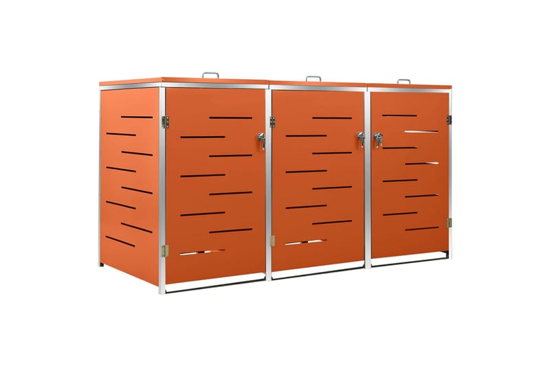 tredobbelt skraldespandsskjuler 207x77,5x115cm rustfrit stål - Orange - Have - Udestue & fritidshus - Opbevaringsskur & haveskur - Skraldespandsskjuler
