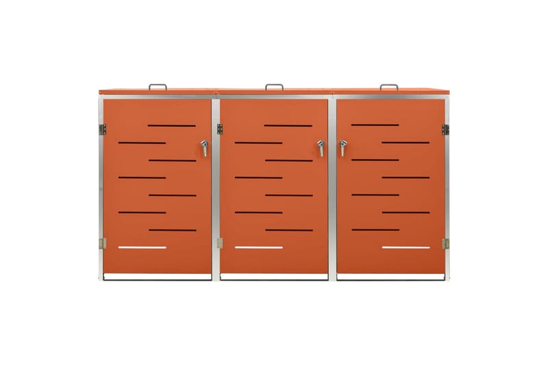 tredobbelt skraldespandsskjuler 207x77,5x115cm rustfrit stål - Orange - Have - Udestue & fritidshus - Opbevaringsskur & haveskur - Skraldespandsskjuler