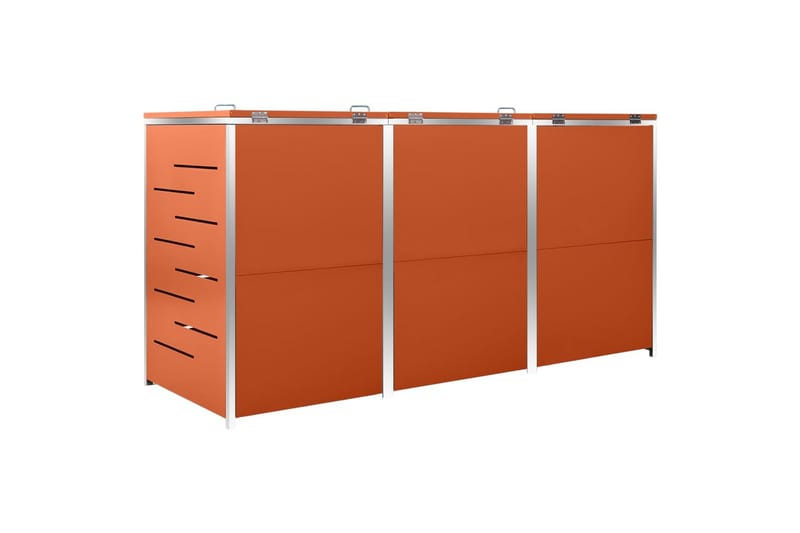 tredobbelt skraldespandsskjuler 207x77,5x115cm rustfrit stål - Orange - Have - Udestue & fritidshus - Opbevaringsskur & haveskur - Skraldespandsskjuler