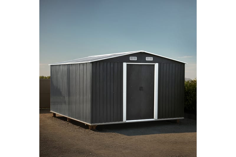 Skur og redskabsskur 12,5 m² | Dobbelt skydedør | Basis inkl. - Have - Udestue & fritidshus - Opbevaringsskur & haveskur - Redskabskur