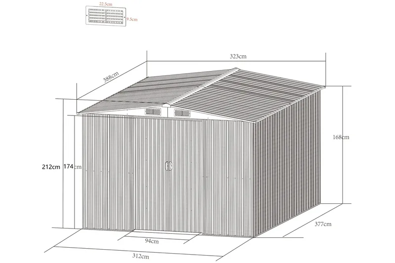 Skur og redskabsskur 12,5 m² | Dobbelt skydedør | Basis inkl. - Have - Udestue & fritidshus - Opbevaringsskur & haveskur - Redskabskur