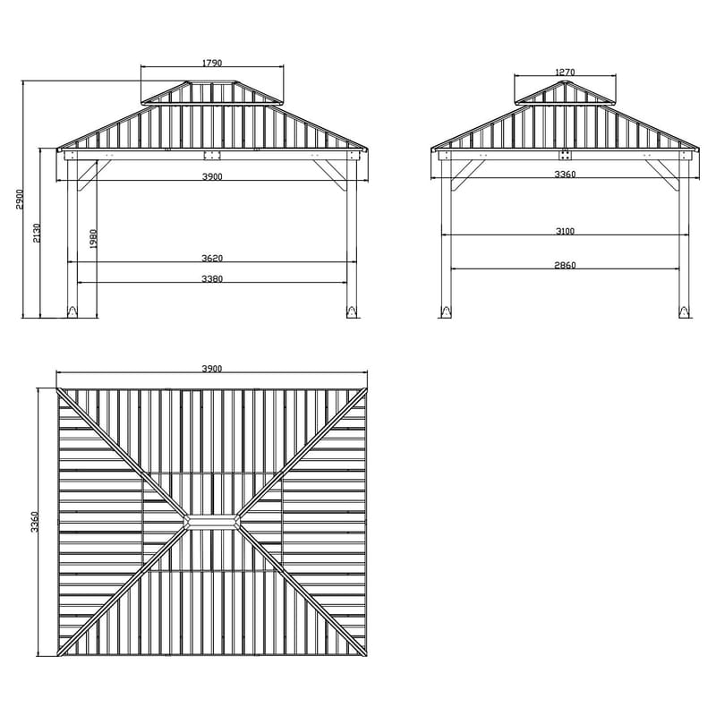 Pavillon HOME4YOU Cedar 3,36x3,9 m - Have - Udestue & fritidshus - Lysthus
