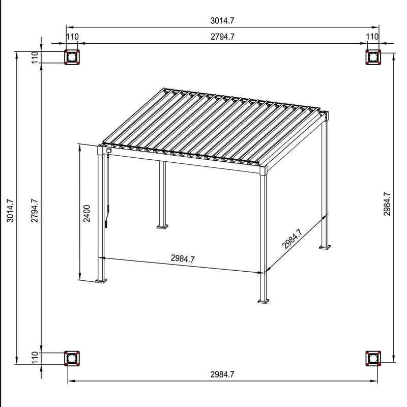 Pavillon HOME4YOU Mirador-80 mørkegrå 3x3 m - mørkegrå - Have - Udestue & fritidshus - Lysthus
