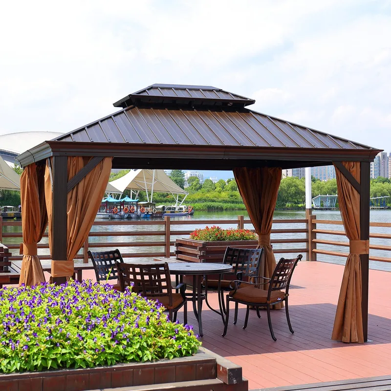 Pavillon Sunsetia 3,65x4,85x2/2,7M - brun/beige - Have - Udestue & fritidshus - Lysthus