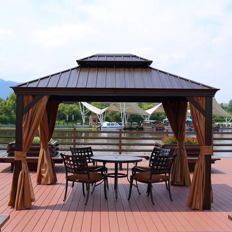 Pavillon Sunsetia 3,65x4,85x2/2,7M - brun/beige - Have - Udestue & fritidshus - Lysthus