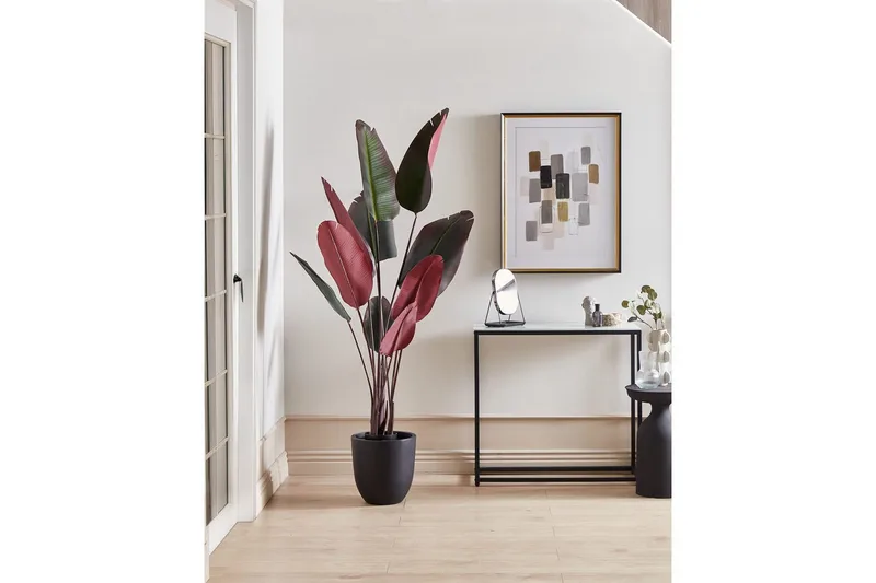 Konstgjord växt Beliani Banana Tree Grön/svart/röd, 95x95x170 cm Green||Black||Red - Boligtilbehør - Kunstige planter