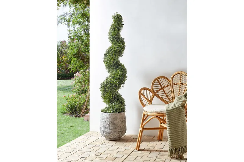 Konstgjord växt Beliani Buxus Spiral Tree 30x30x158 cm Green||Black - Boligtilbehør - Kunstige planter