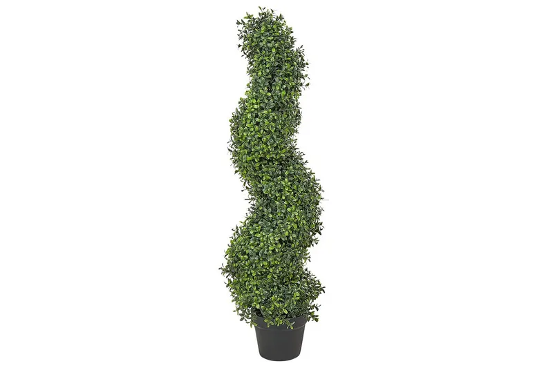 Konstgjord växt Beliani Buxus Spiral Tree 30x30x98 cm Green||Black