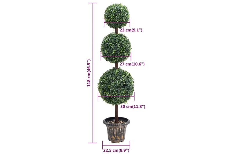 kunstig buksbom med krukke 118 cm kugleformet grøn - Grøn - Havemøbler - Balkon - Balkon dyrkning - Balkonblomster