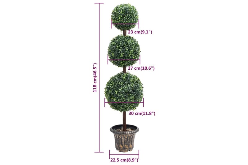 kunstig buksbom med krukke 118 cm kugleformet grøn - Grøn - Balkonblomster - Kunstige planter