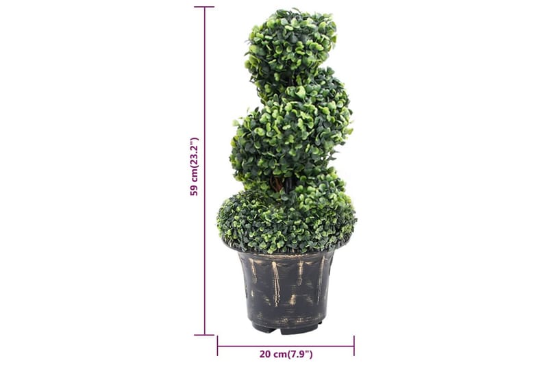 kunstig buksbom med krukke 59 cm spiralformet grøn - Grøn - Havemøbler - Balkon - Balkon dyrkning - Balkonblomster
