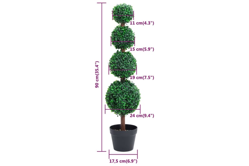 kunstig buksbom med krukke 90 cm kugleformet grøn - Grøn - Balkonblomster - Kunstige planter