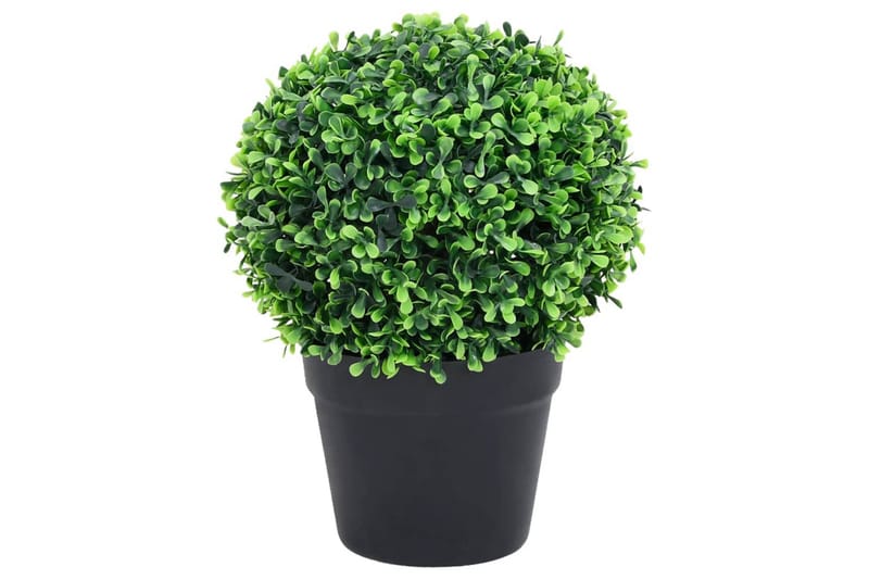 kunstige buksbom med krukker 2 stk. 27 cm kugleformet grøn - Grøn - Havemøbler - Balkon - Balkon dyrkning - Balkonblomster