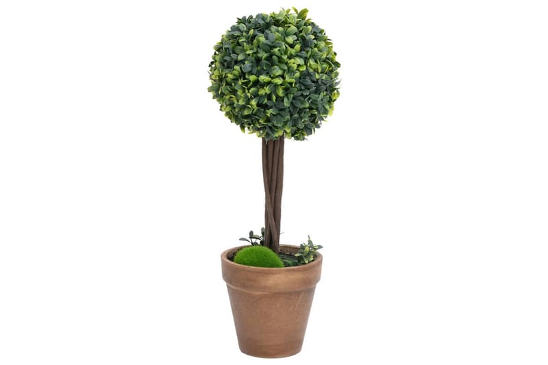 kunstige buksbom med krukker 2 stk. 56 cm kugleformet grøn - Grøn - Havemøbler - Balkon - Balkon dyrkning - Balkonblomster