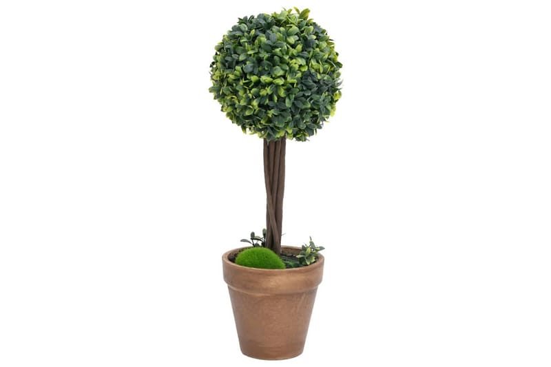 kunstige buksbom med krukker 2 stk. 56 cm kugleformet grøn - Grøn - Balkonblomster - Kunstige planter