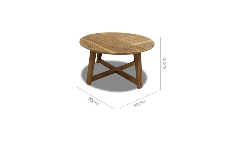 Agate Udendørsbord Rundt Sofabord Ø 90 cm - Træ - Havemøbler - Balkon - Balkonmøbler - Altanborde