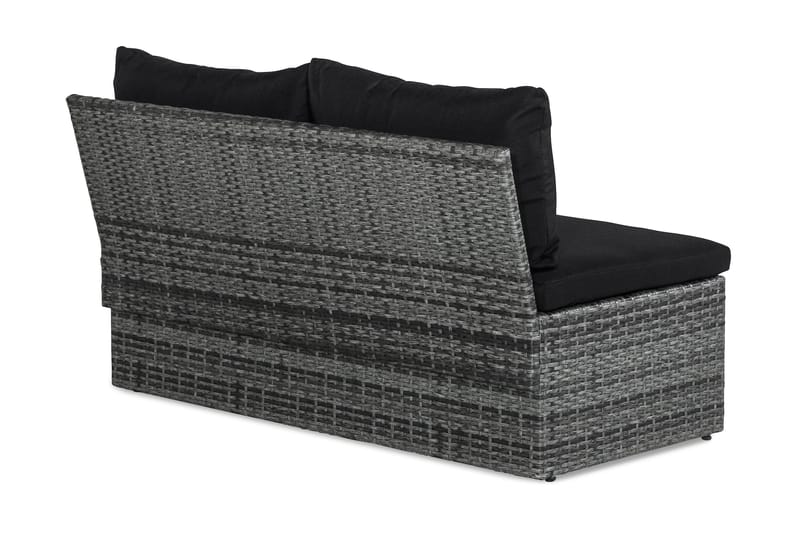 Bahamas Balkonsofa med Puffer - Grå/Sort - Havemøbler - Balkon - Balkonmøbler - Altanbænke