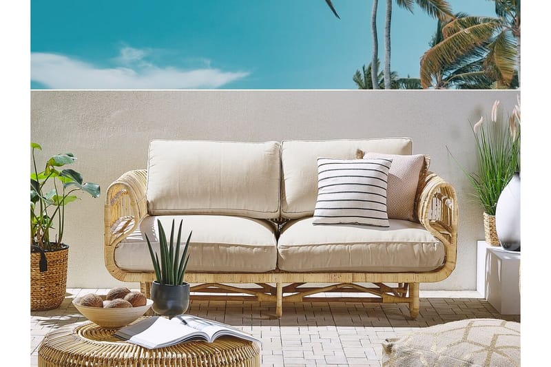 Dolcedo 2-Pers. Sofa - Rattan/Beige - Havemøbler - Balkon - Balkonmøbler - Altanbænke