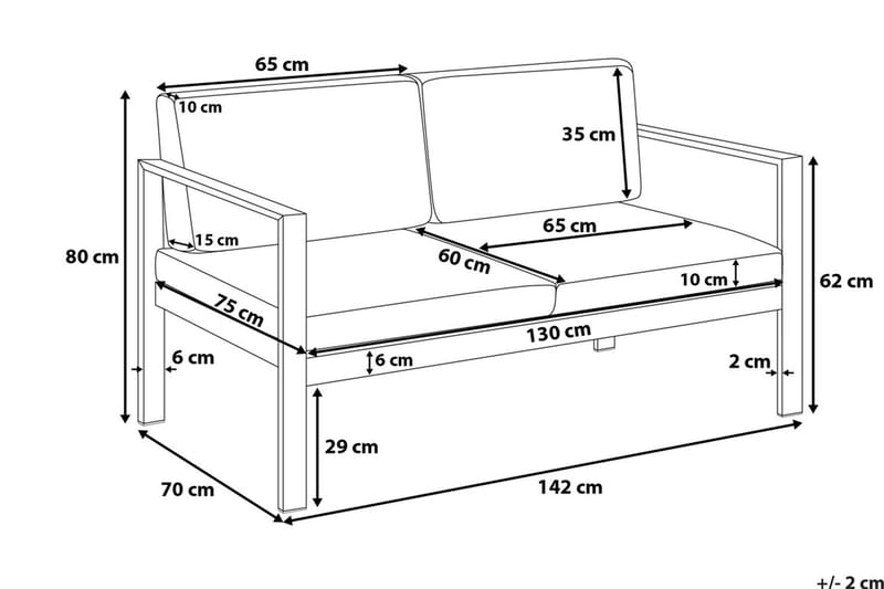 Tirrena Havesofa 142 cm - Grå - Havemøbler - Balkon - Balkonmøbler - Altanbænke