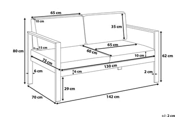 Tirrena Havesofa 142 cm - Grå - Havemøbler - Balkon - Balkonmøbler - Altanbænke