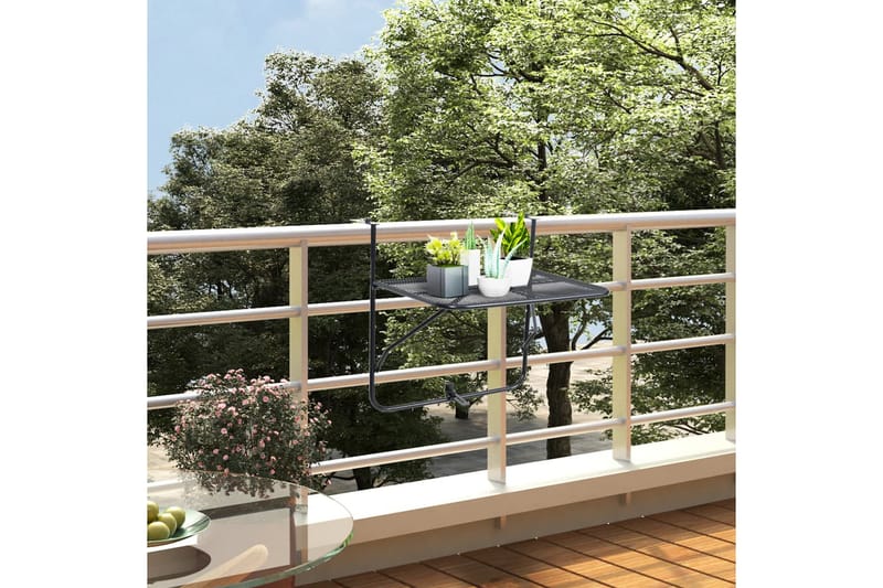 Altanbord 60x40 cm Stål Sort - Sort - Havemøbler - Balkon - Balkonmøbler - Altanborde - Balkonbord hængende