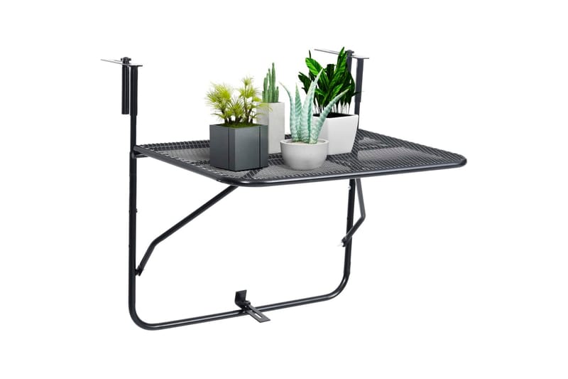 Altanbord 60x40 cm Stål Sort - Sort - Havemøbler - Balkon - Balkonmøbler - Altanborde - Balkonbord hængende