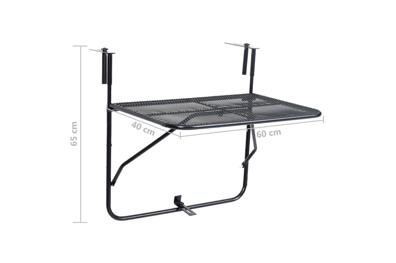 Altanbord 60x40 cm Stål Sort - Sort - Havemøbler - Balkon - Balkonmøbler - Altanborde - Balkonbord hængende
