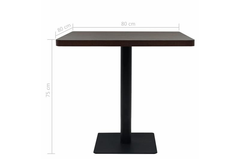 Bistrobord Mdf Og Stål Firkantet 80 X 80 X 75 Cm Mørk Aske - Brun - Cafebord - Altanborde