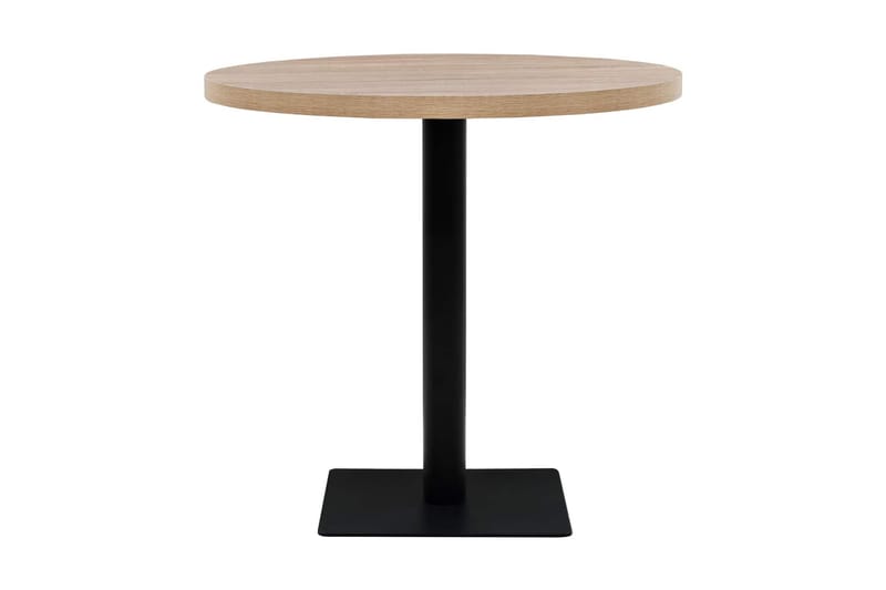 Bistrobord Mdf Og Stål Rund 80 X 75 Cm Egetræsfarvet - Beige - Cafebord - Altanborde