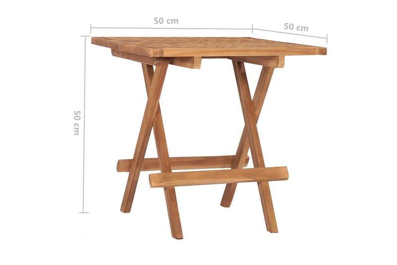 foldbart havebord 50x50x50 cm massivt teaktræ - Brun - Havemøbler - Balkon - Balkonmøbler - Altanborde
