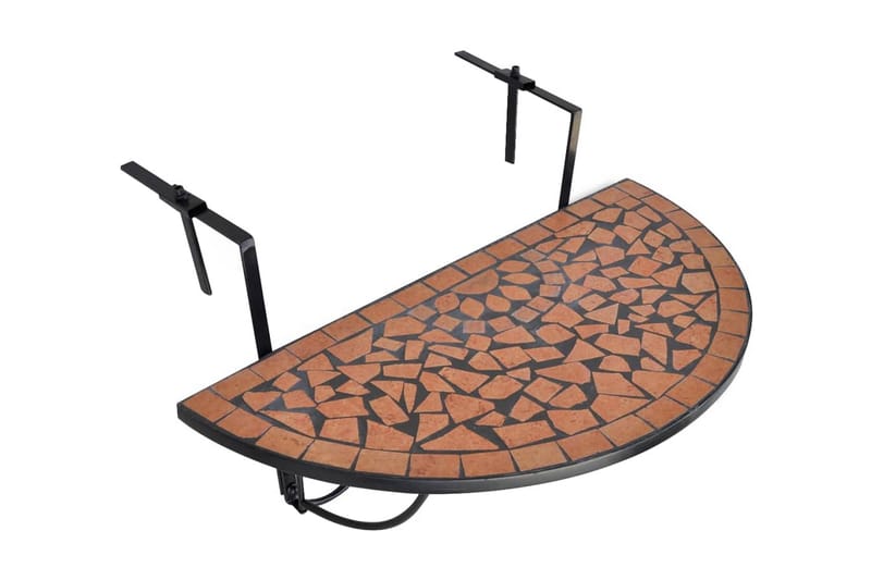 Hængede Balkonbord Mosaik Halvrundt Terracotta - Brun - Havemøbler - Balkon - Balkonmøbler - Altanborde - Balkonbord hængende