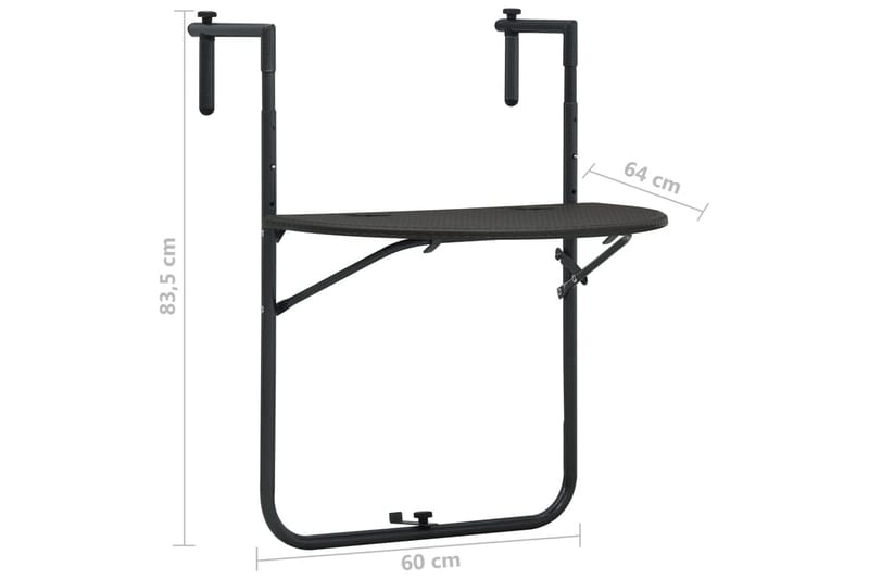 Hængende Altanbord 60 X 64 X 83,5 Cm Plastik Rattanlook Brun - Brun - Havemøbler - Balkon - Balkonmøbler - Altanborde - Balkonbord hængende