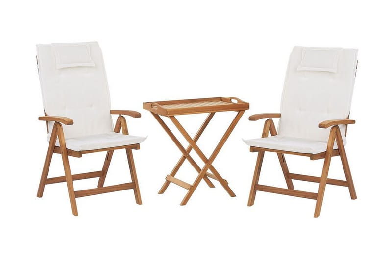 Balkon sæt bord og 2 stole creme hvid JAVA - Træ / natur - Havemøbler - Balkon - Balkonmøbler - Altansæt