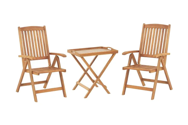Balkon sæt bord og 2 stole creme hvid JAVA - Træ / natur - Havemøbler - Balkon - Balkonmøbler - Altansæt