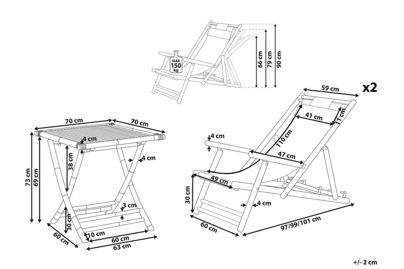 Balkonsæt hvid/beige Atrani/Spello - Beige - Havemøbler - Balkon - Balkonmøbler - Altansæt